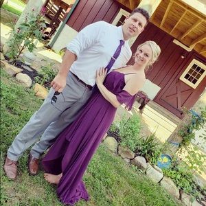 Morilee eggplant bridesmaid dress with pockets!